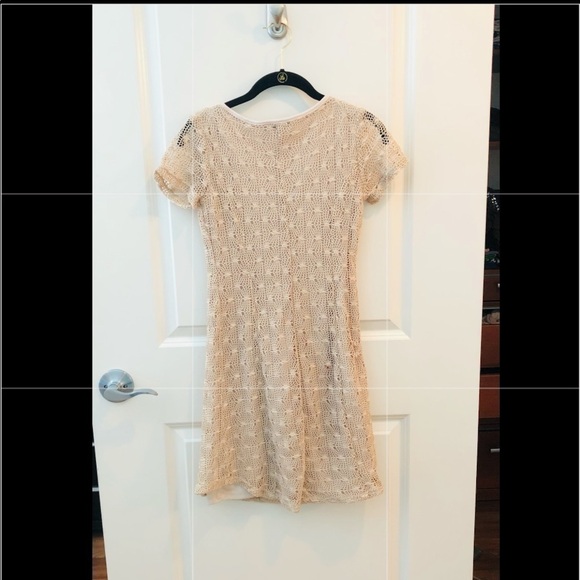Rosegold Petite Tan Net Lace Overlay Dress - Picture 7 of 14